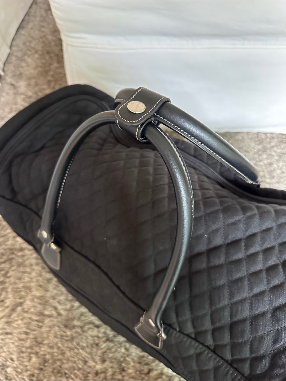 Vera Bradley Black Quilted Weekender Duffel with wheels! - Picture 5 of 12